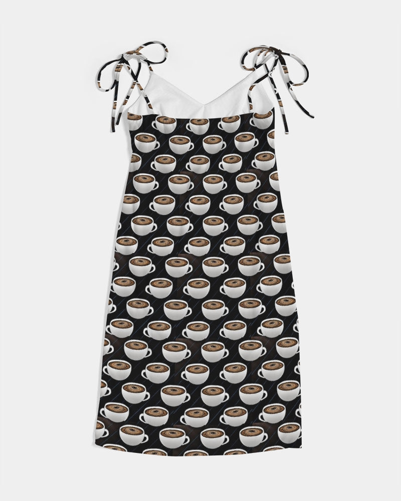 Coffee Pattern Women's All-Over Print Tie Strap Split Dress