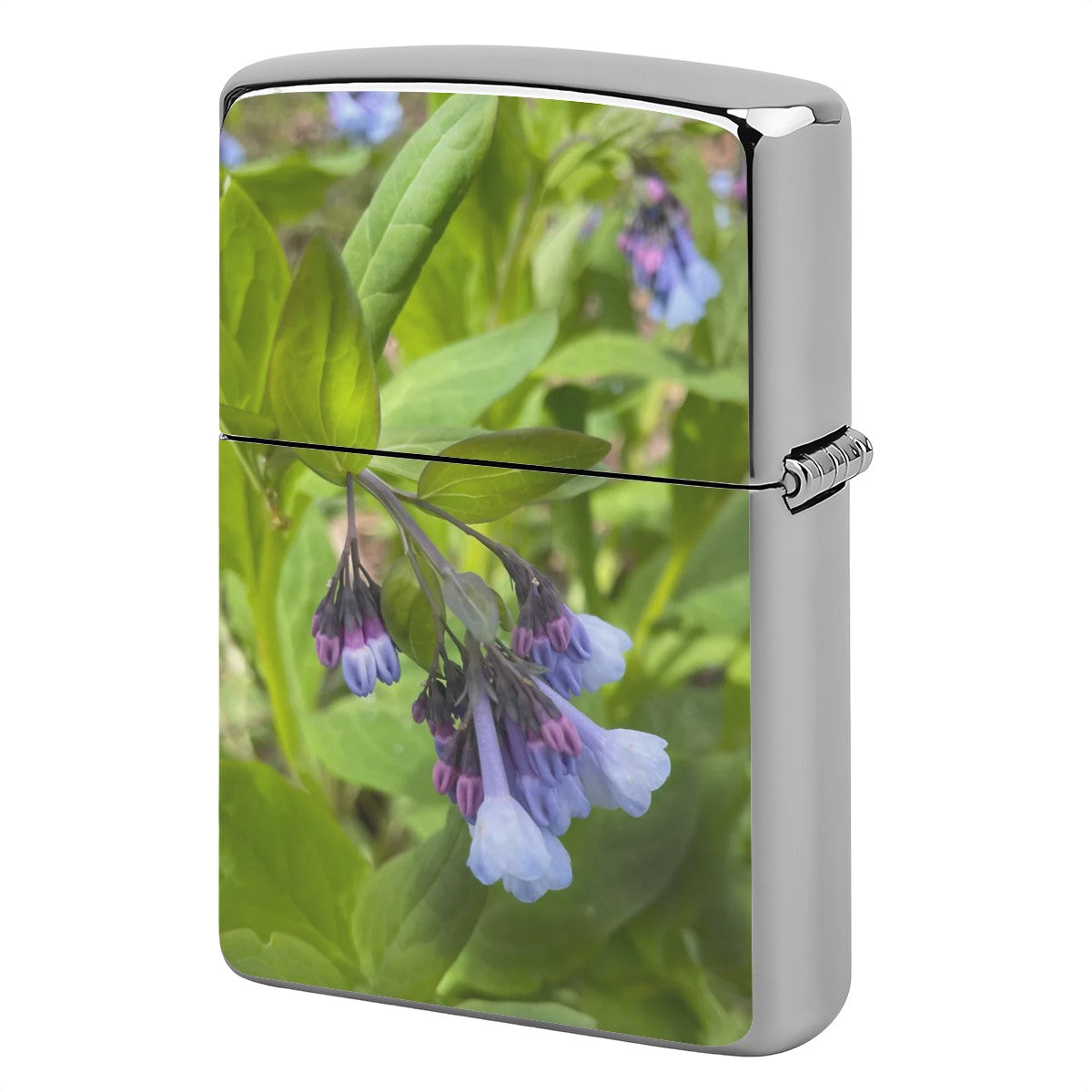 Metal Lighter Case Blue and Purple Wildflowers