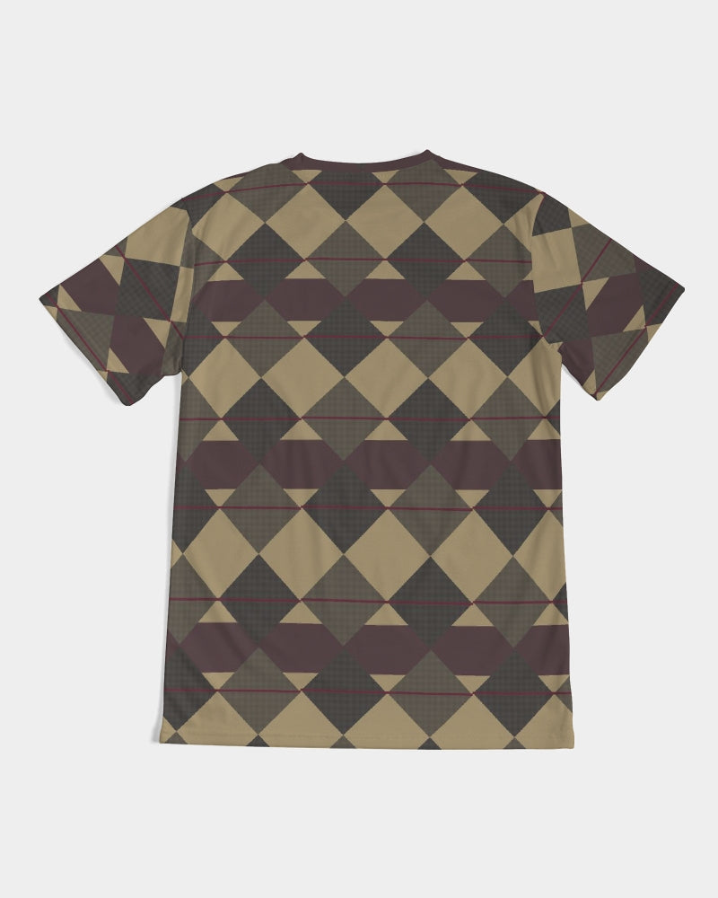 Checkered Brown Plaid Argyle Men's All-Over Print Tee