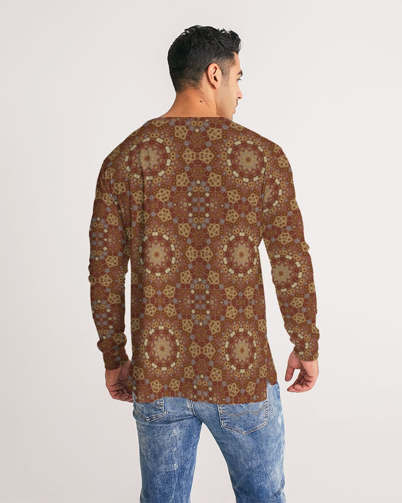 Checkered Star Geometry Men's All-Over Print Long Sleeve Tee