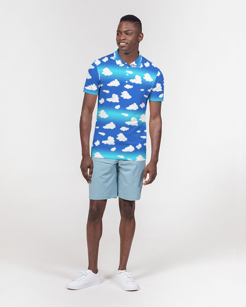 Clouds Pattern Men's All-Over Print Slim Fit Short Sleeve Polo