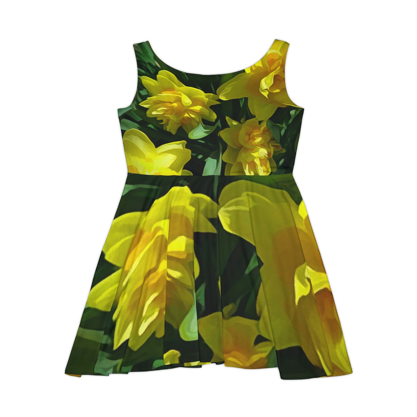 Bright Yellow Daffodils Women's Skater Dress (AOP)