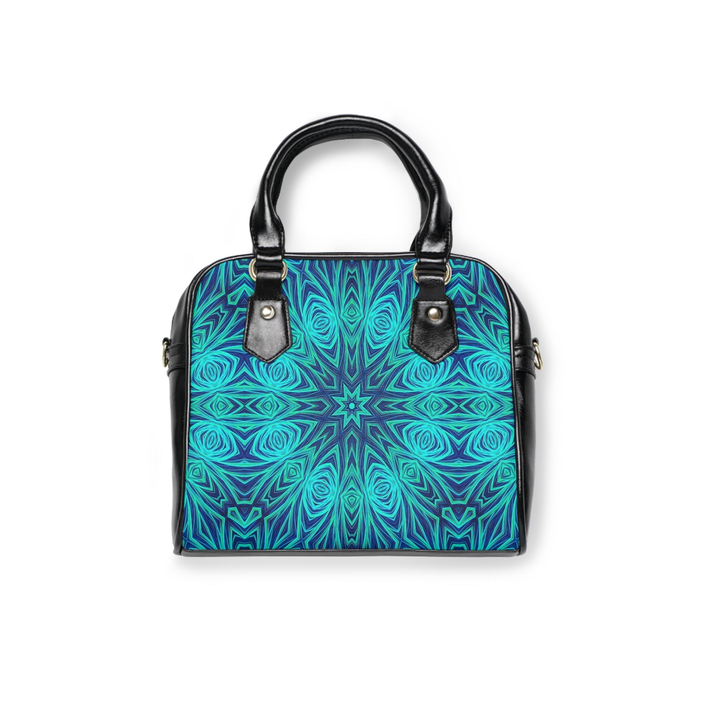 Blue Ice Kaleidoscope Shoulder Handbag