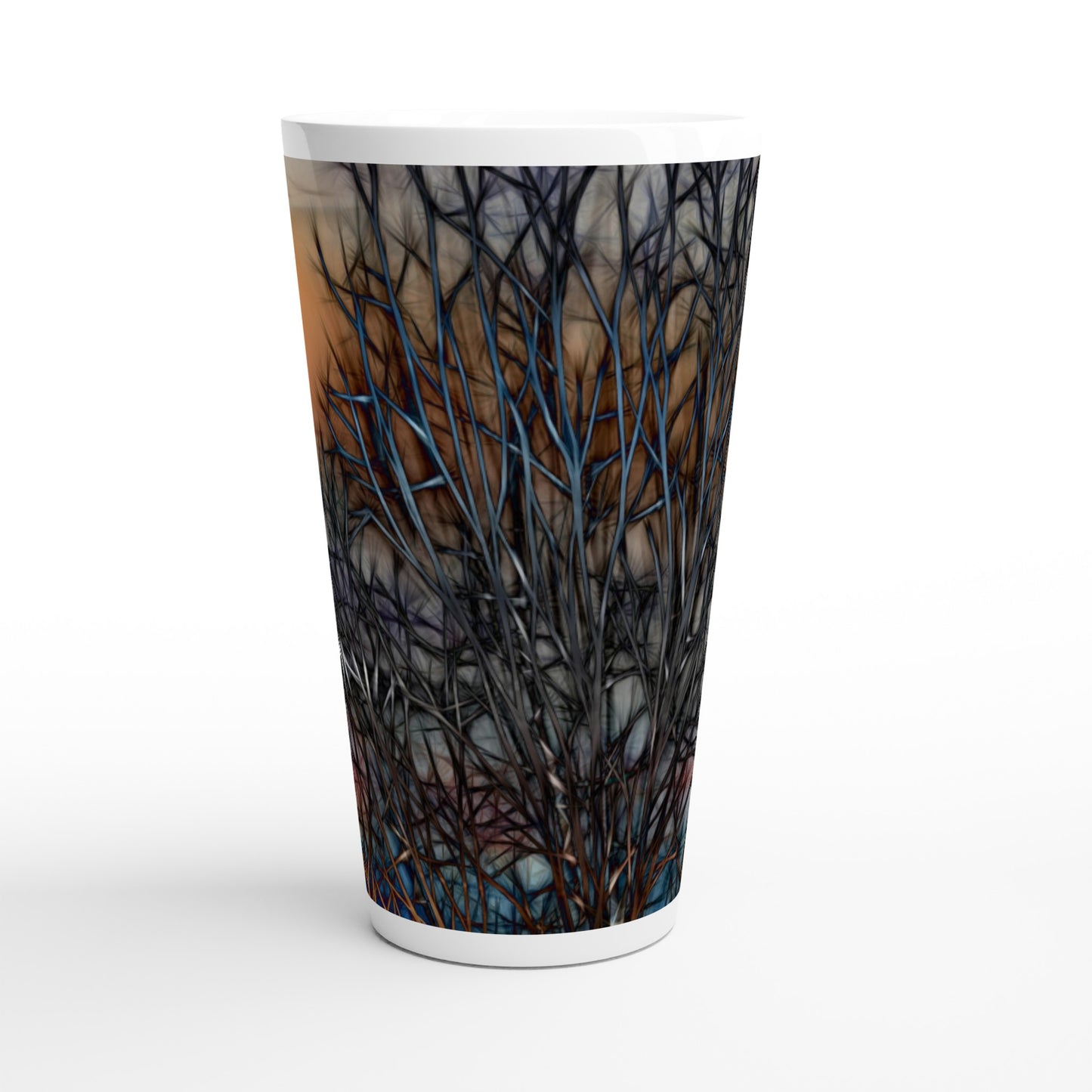 Abstract Sunset Tree White Latte 17oz Ceramic Mug