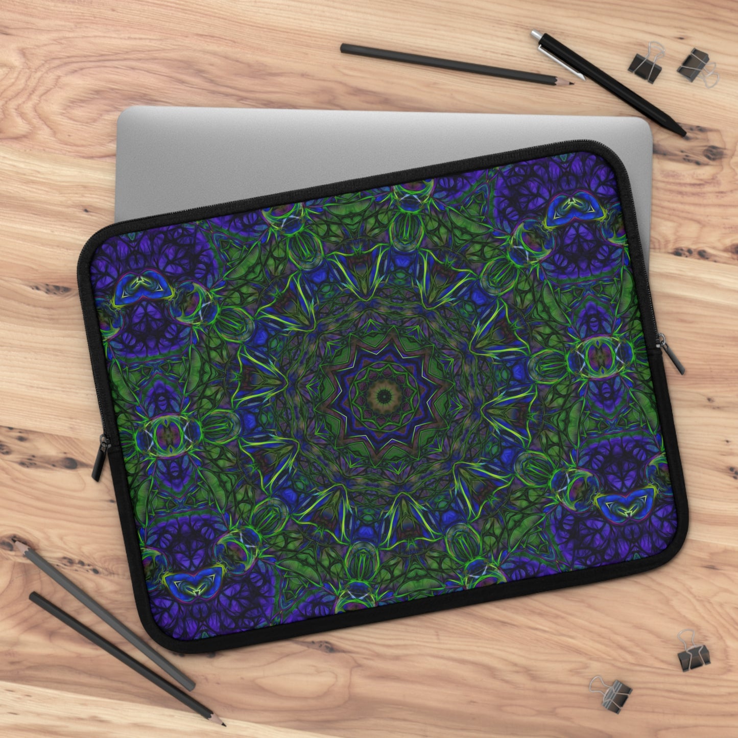 Blue Green Ribbon Kaleidoscope Laptop Sleeve