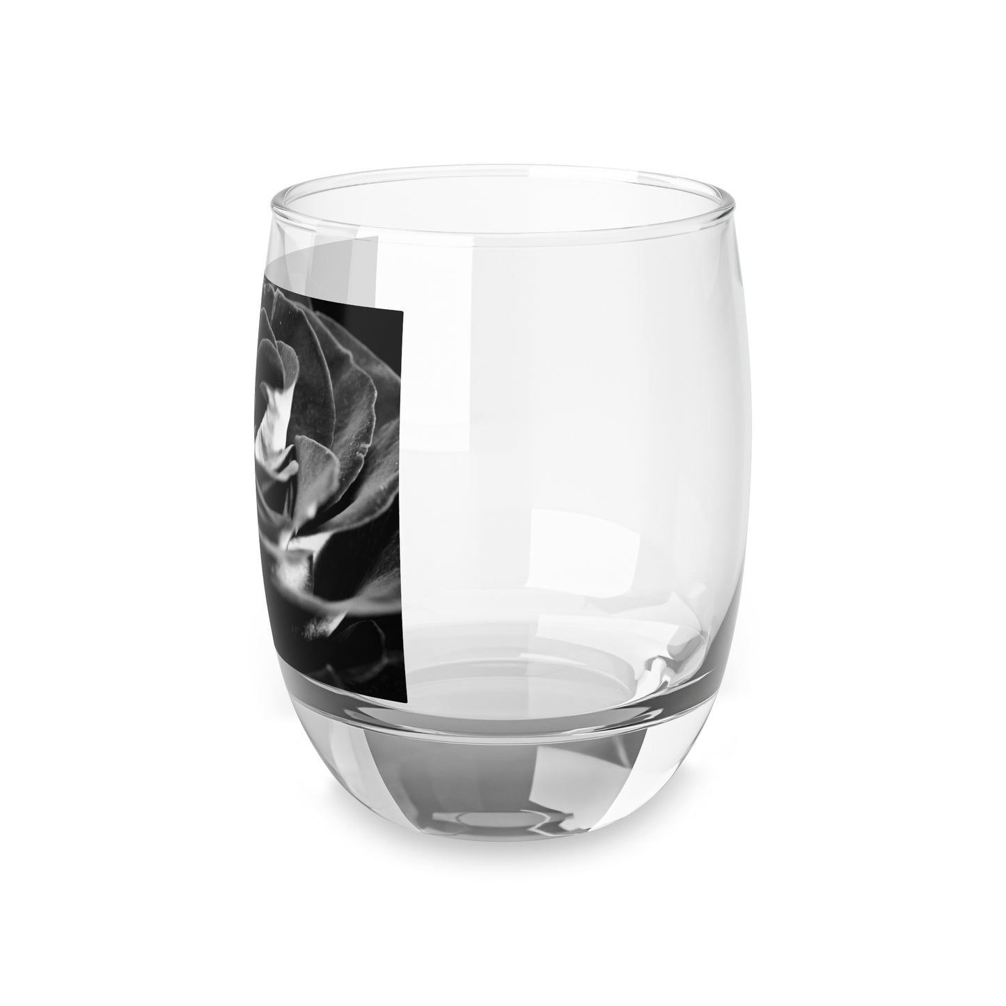 Dark Black and White Rose Whiskey Glass