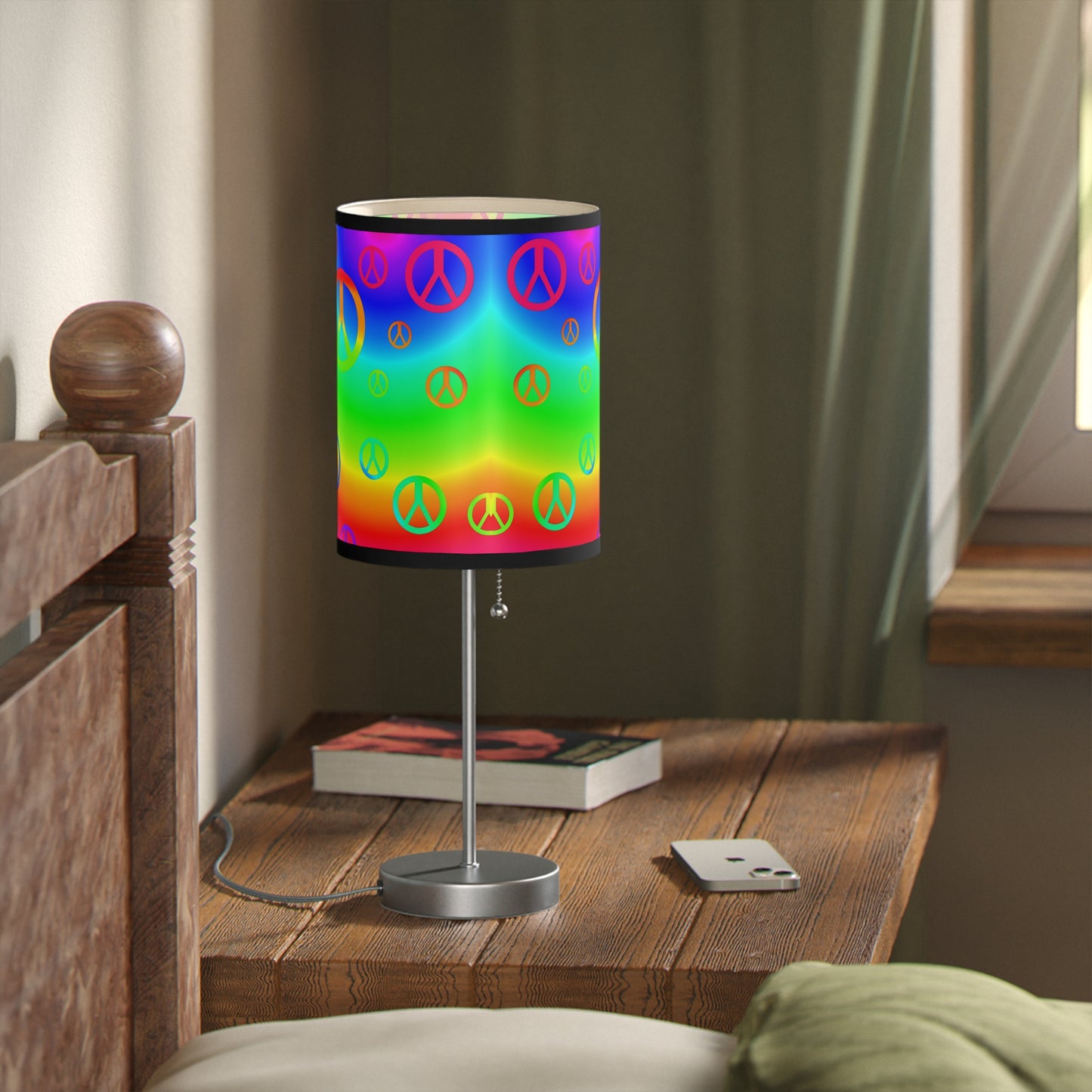 Rainbow Peace Sign Lamp on a Stand, US|CA plug