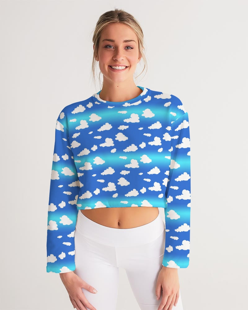 Clouds Pattern Women's All-Over Print Cropped Sweatshirt