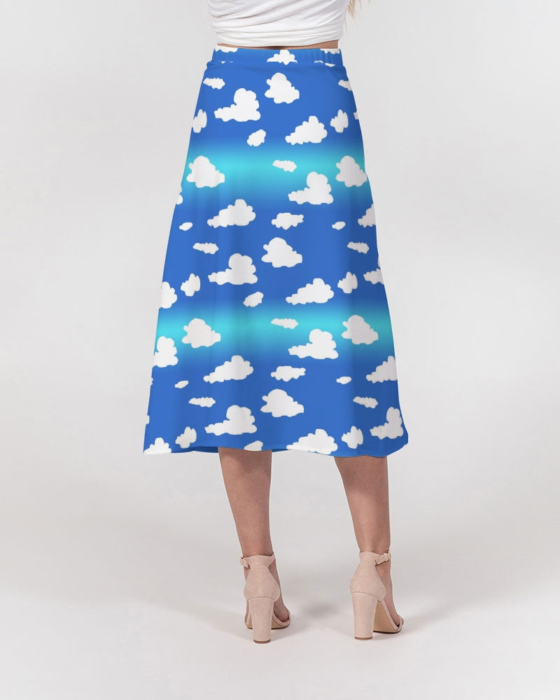 Clouds Pattern Women's All-Over Print A-Line Midi Skirt