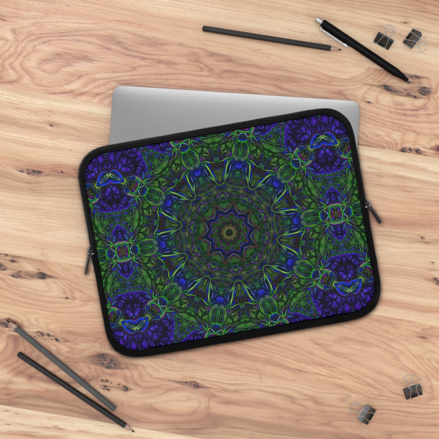 Blue Green Ribbon Kaleidoscope Laptop Sleeve