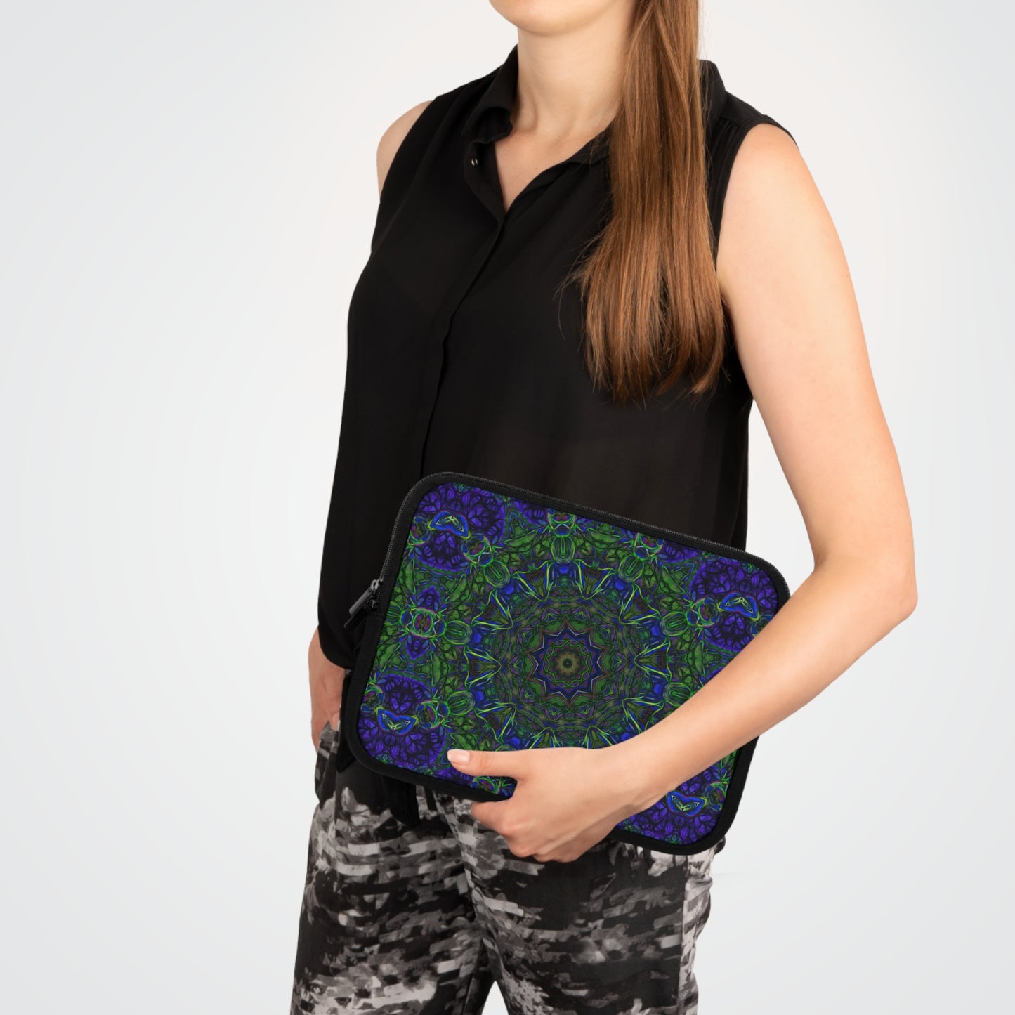 Blue Green Ribbon Kaleidoscope Laptop Sleeve