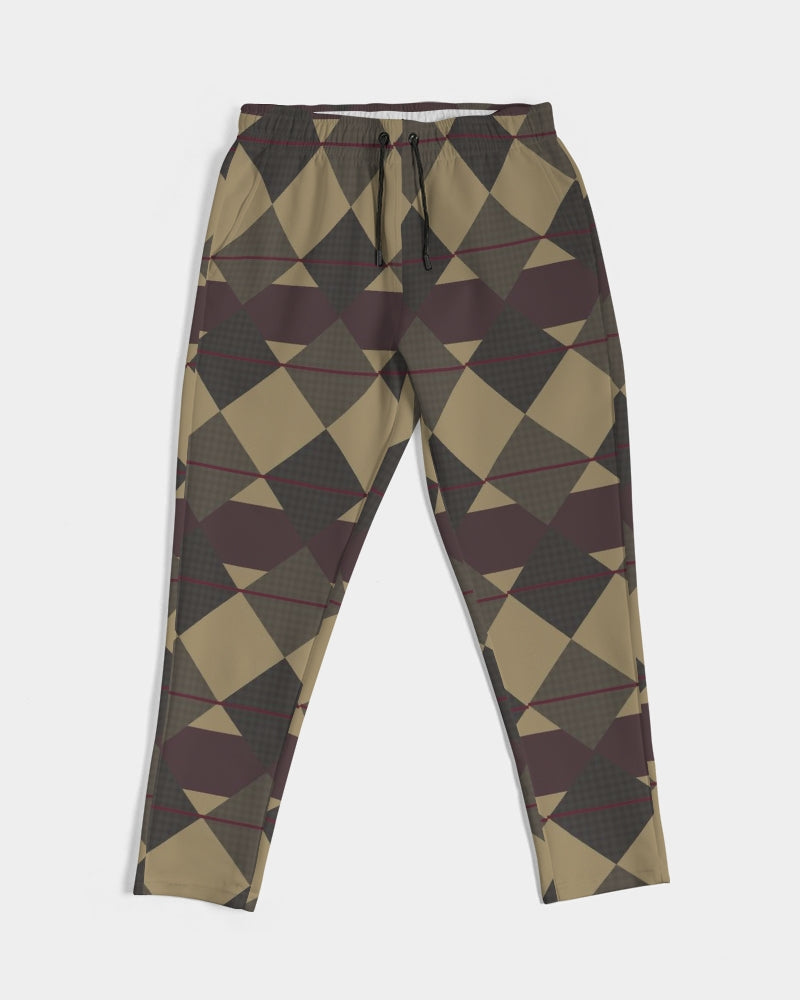 Checkered Brown Plaid Argyle Men's All-Over Print Joggers