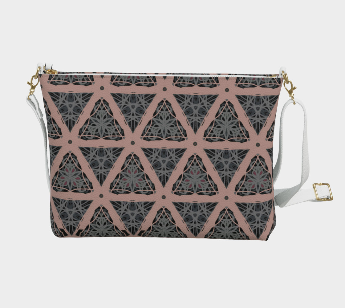 Gray Green Pink Symmetry Vegan Crossbody Purse