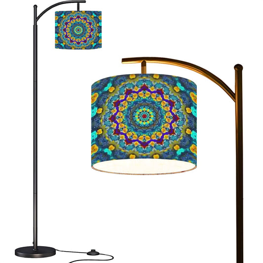 Arc Floor Lamp (Made in USA) Blue Green Blur Kaleidoscope