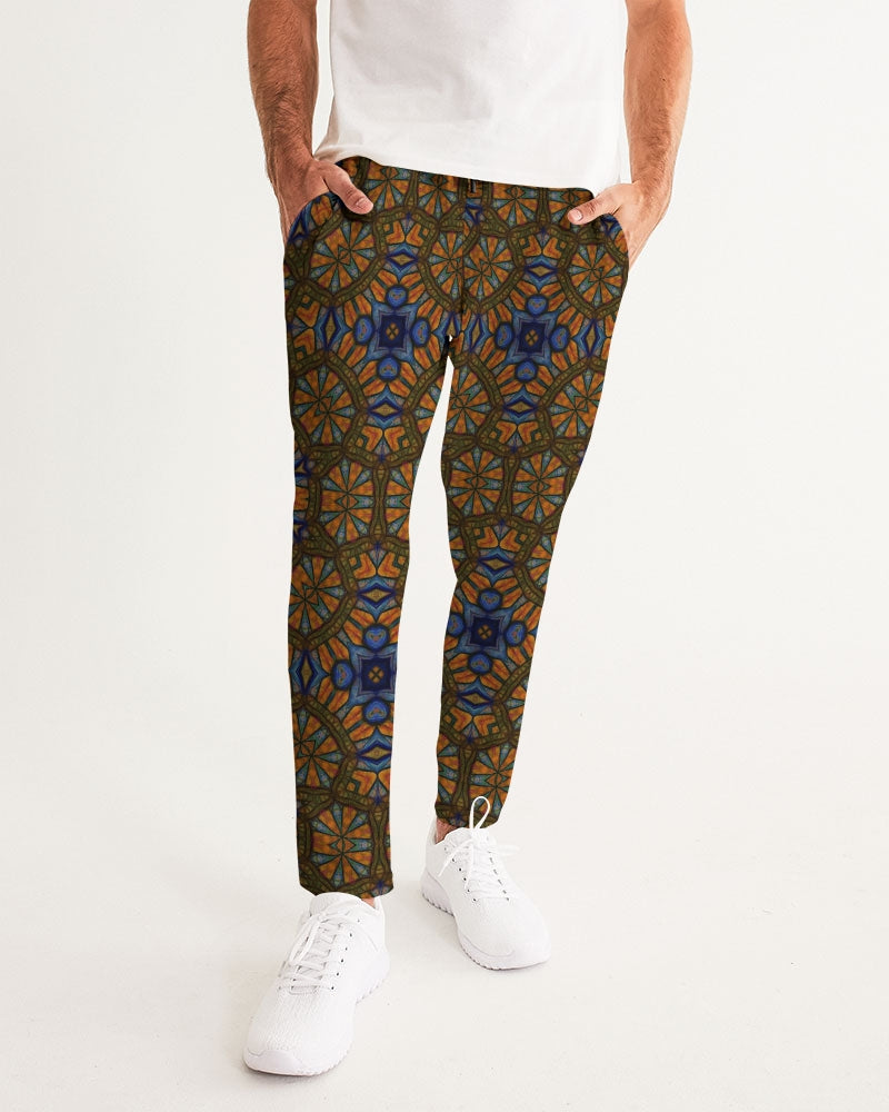 Blue and Yellow Sketch Kaleidoscope  Men's All-Over Print Joggers