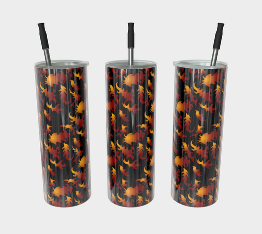 Abstract Flames Pattern Stainless Steel Tumbler