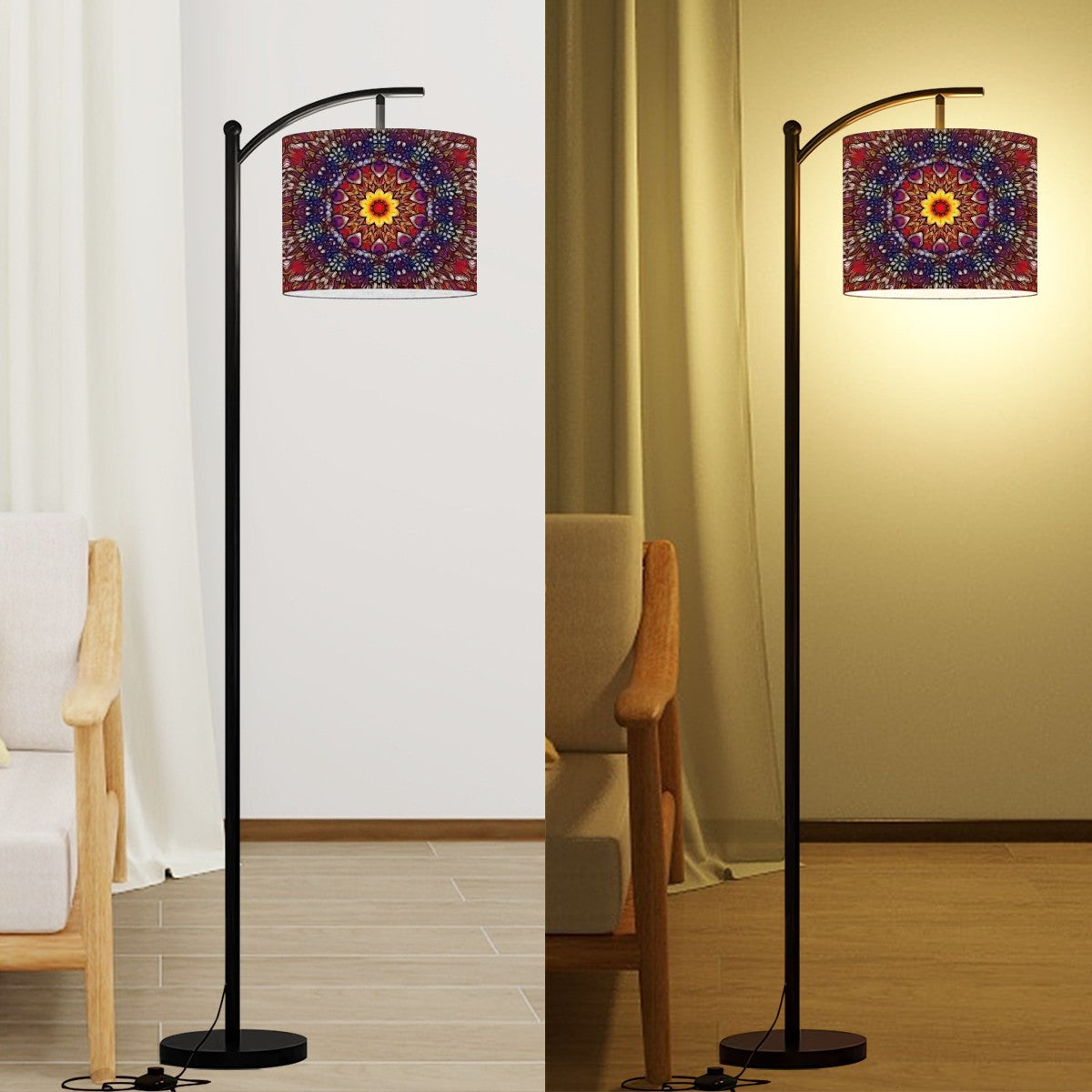 Arc Floor Lamp (Made in USA) Blue Red Purple Kaleidoscope