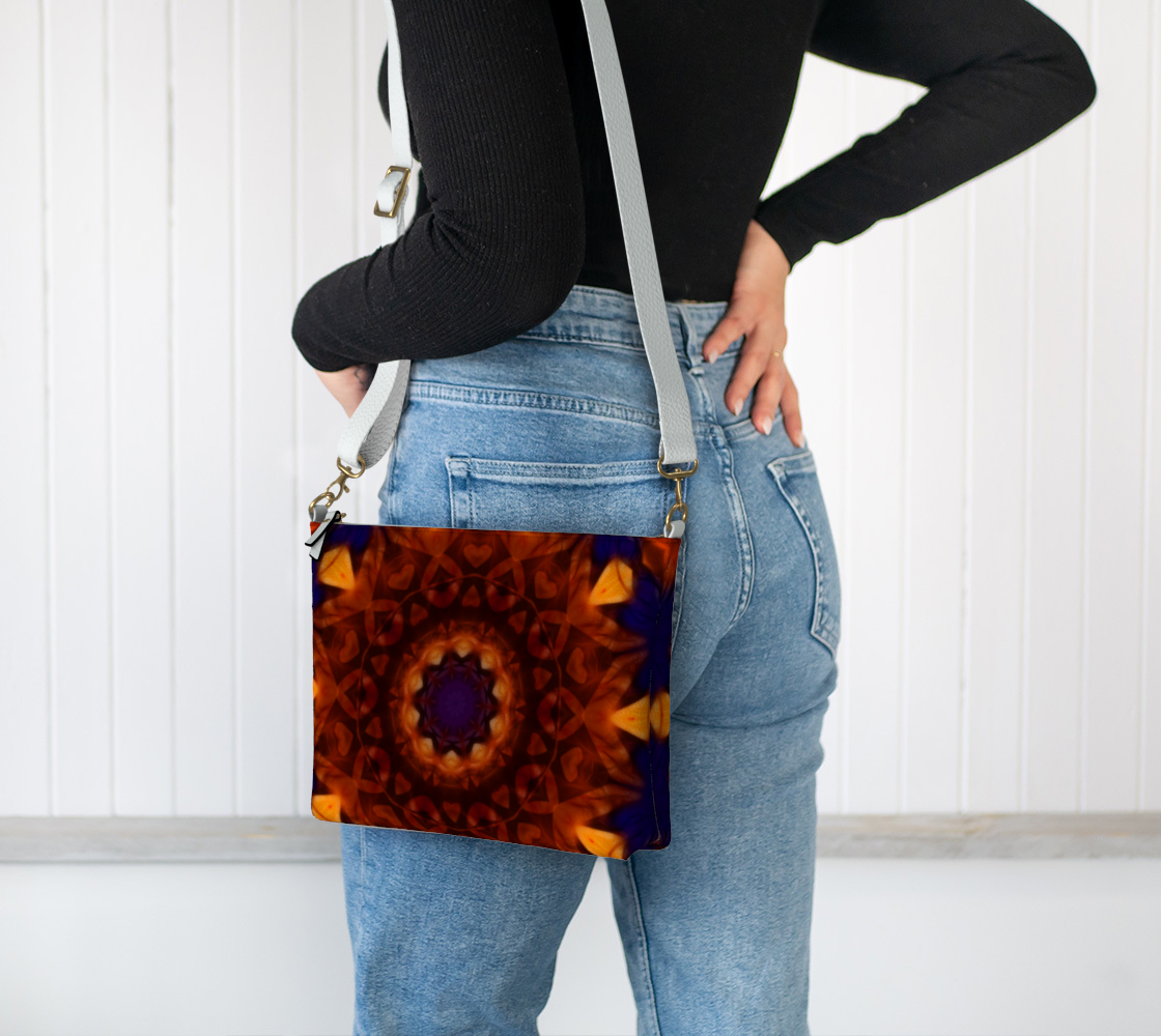 Blue Orange Kaleidoscope Vegan Crossbody Purse