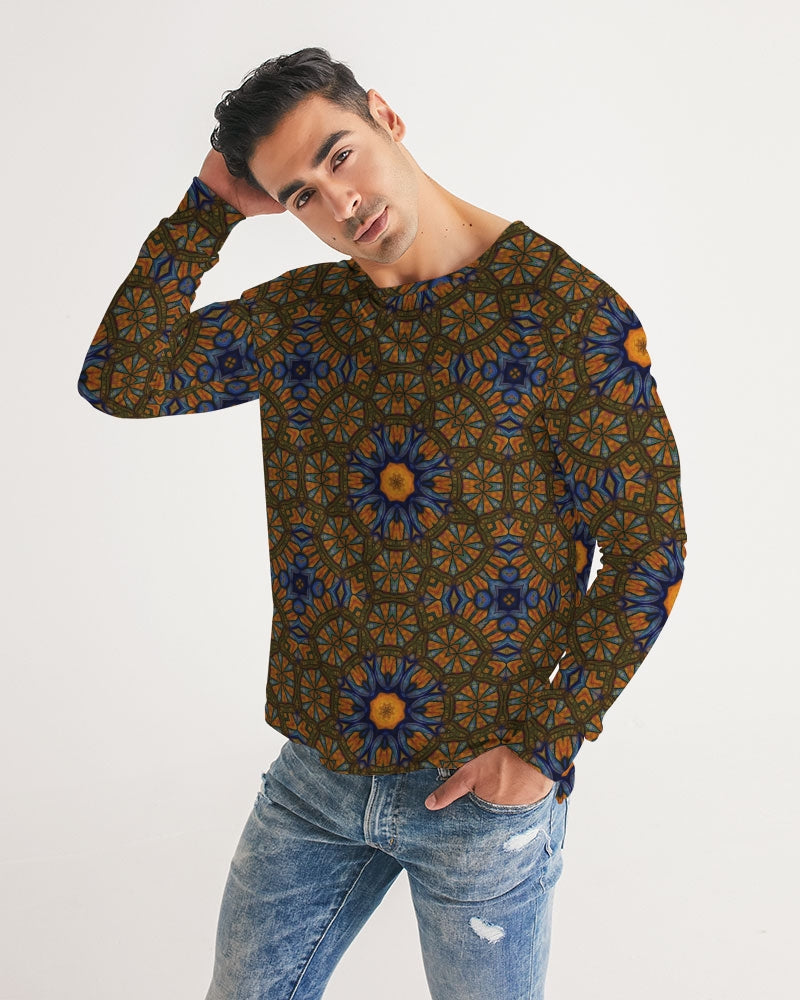 Blue and Yellow Sketch Kaleidoscope  Men's All-Over Print Long Sleeve Tee