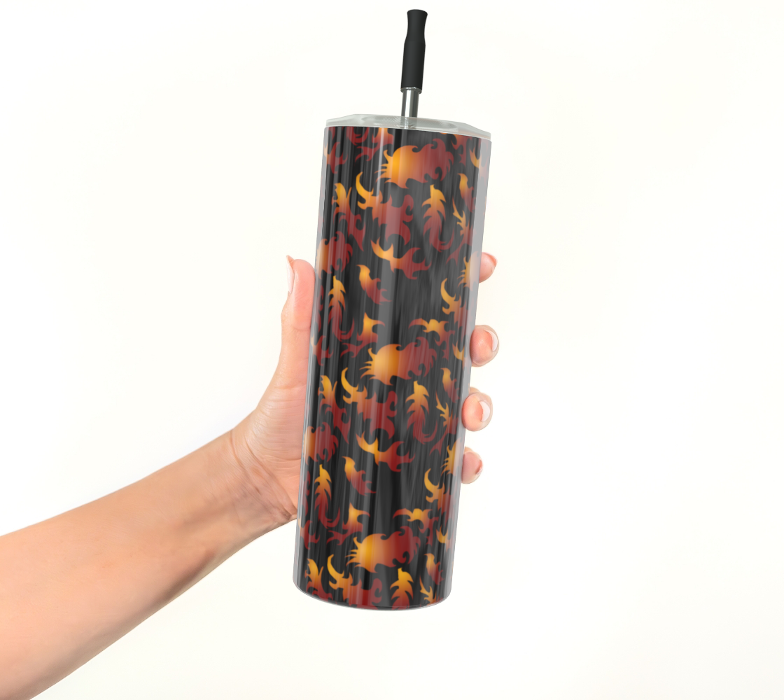 Abstract Flames Pattern Stainless Steel Tumbler