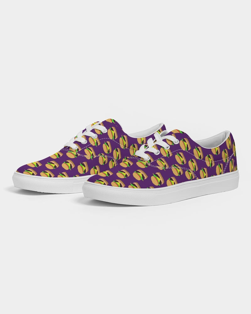 Cheeseburger Pattern Men's Lace Up Canvas Shoe