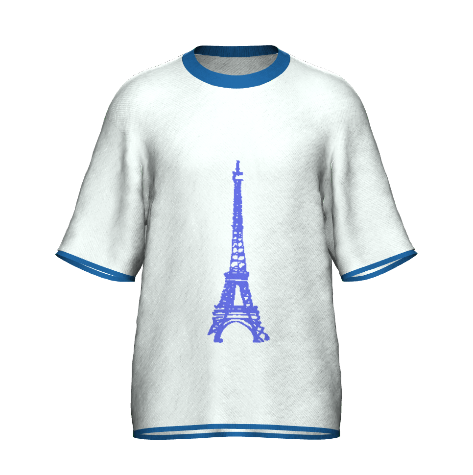 Eiffel Tower Crew Neck Knit Sweater Shortsleeve