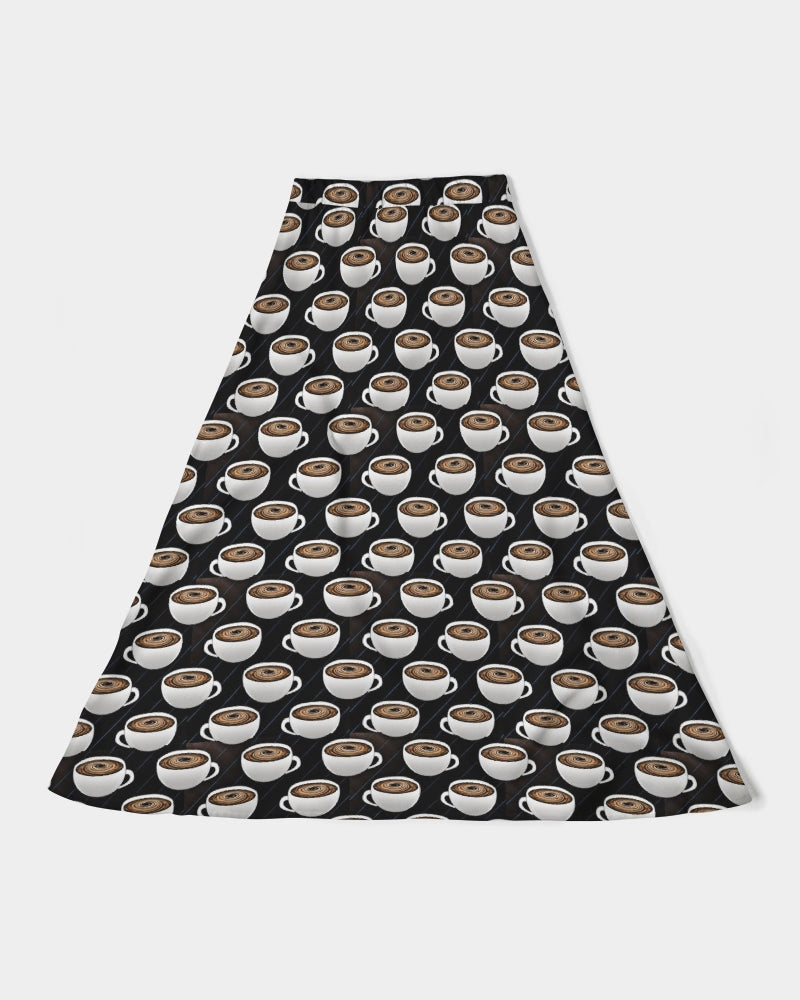 Coffee Pattern Women's All-Over Print A-Line Midi Skirt