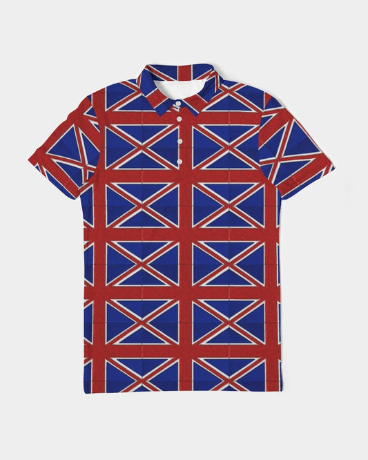 British Flag Pattern Men's All-Over Print Slim Fit Short Sleeve Polo