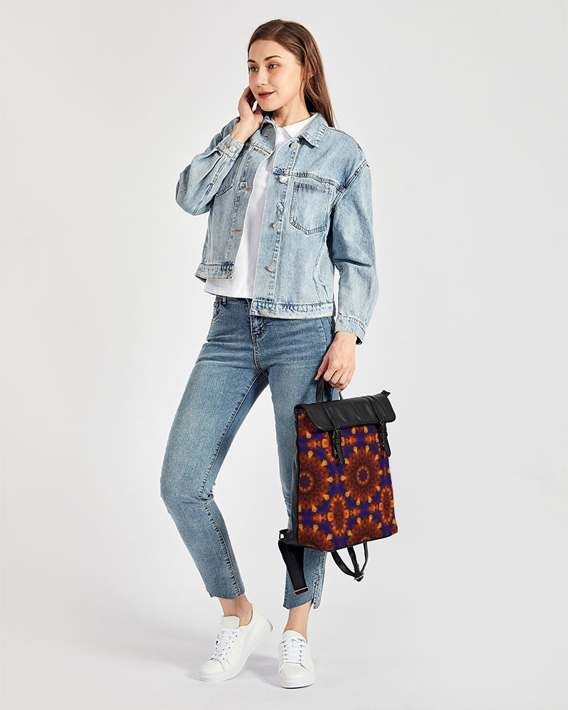 Blue Orange Red Kaleidoscope Casual Flap Backpack