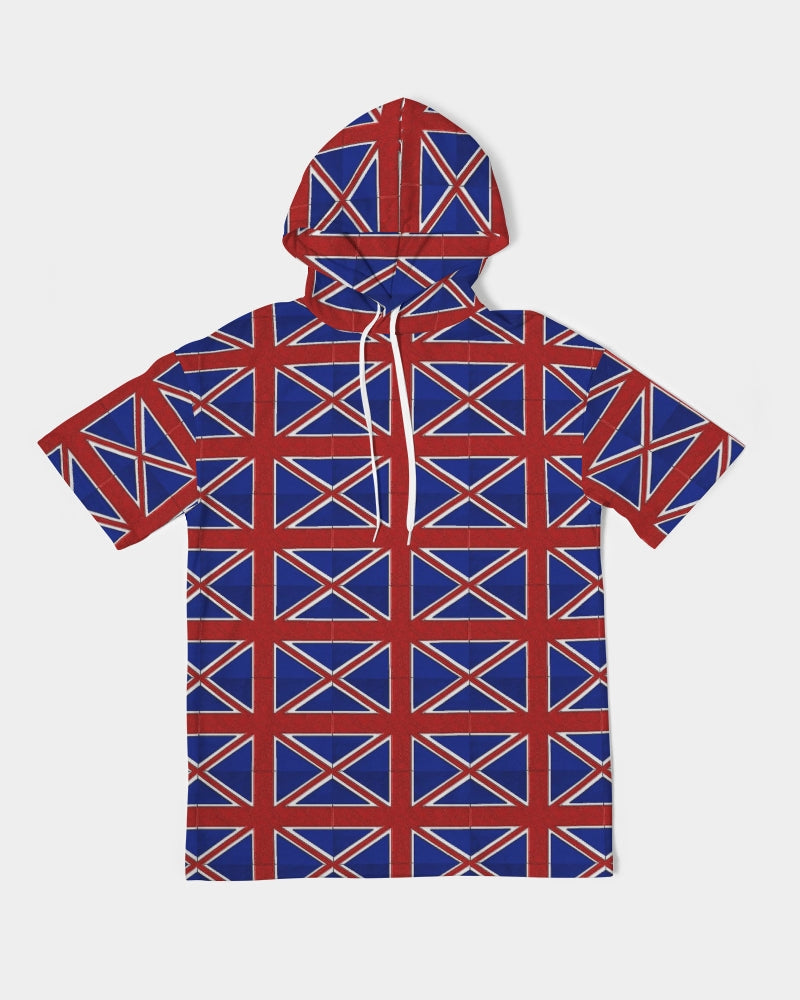 British Flag Pattern Men's All-Over Print Premium Heavyweight Short Sleeve Hoodie