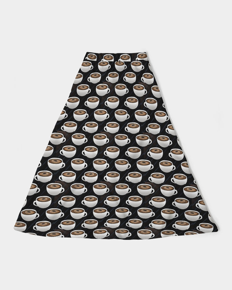 Coffee Pattern Women's All-Over Print A-Line Midi Skirt