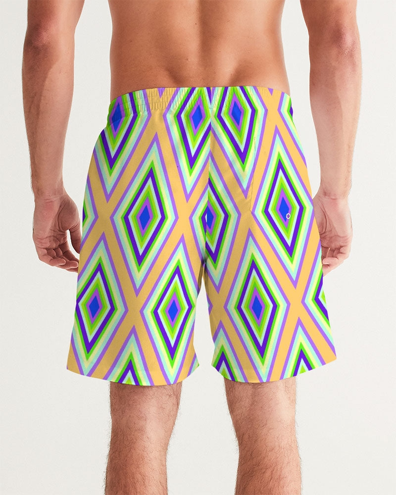 Colorful Diamonds Variation 1 Men's All-Over Print Swim Trunk