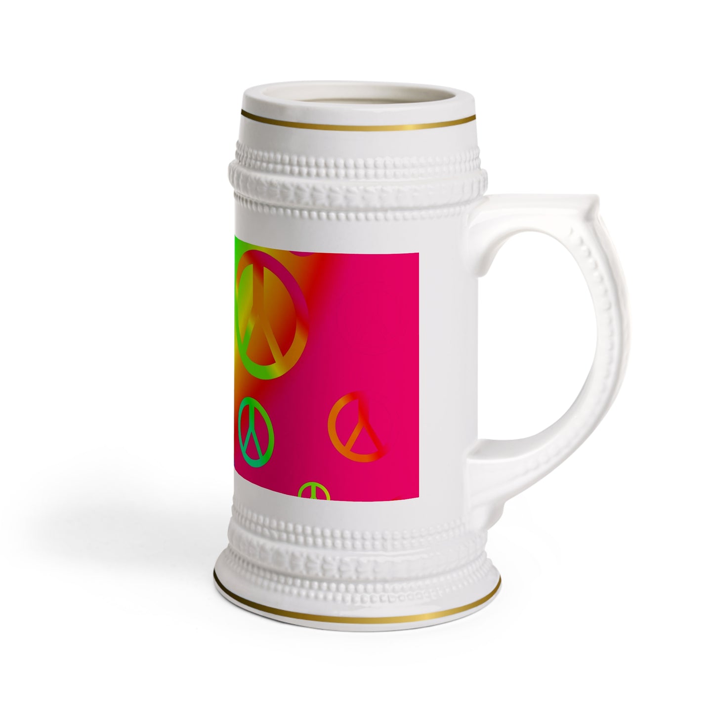 Rainbow Peace Signs Beer Stein Mug