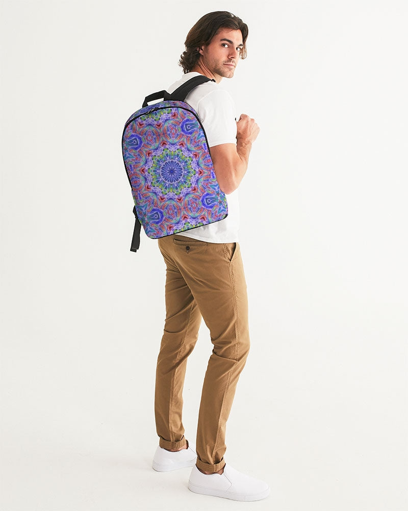 Blue Red Kaleidoscope Large Backpack