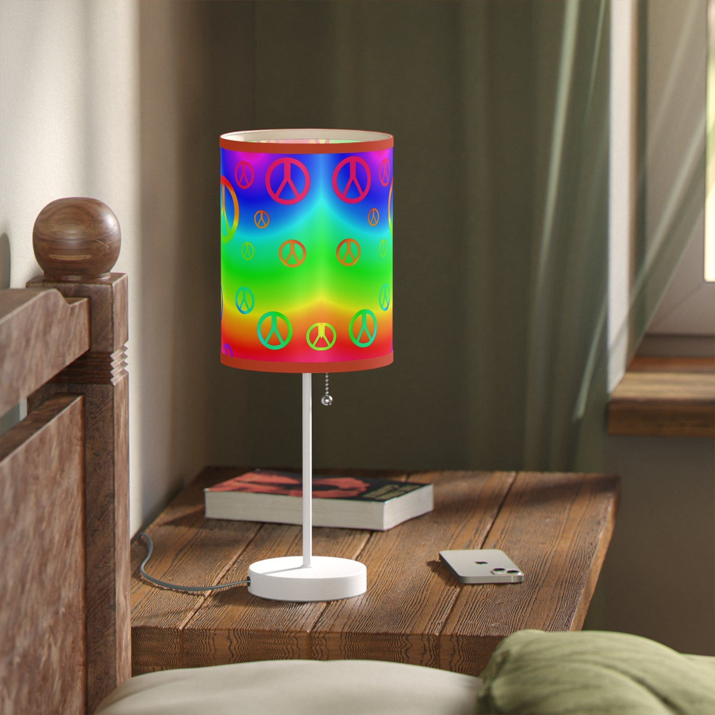 Rainbow Peace Sign Lamp on a Stand, US|CA plug