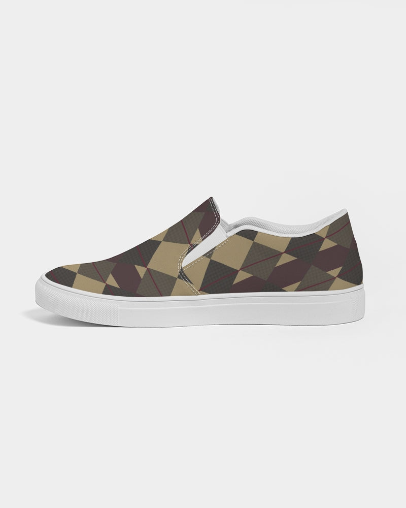 Checkered Brown Plaid Argyle Women's Slip-On Canvas Shoe