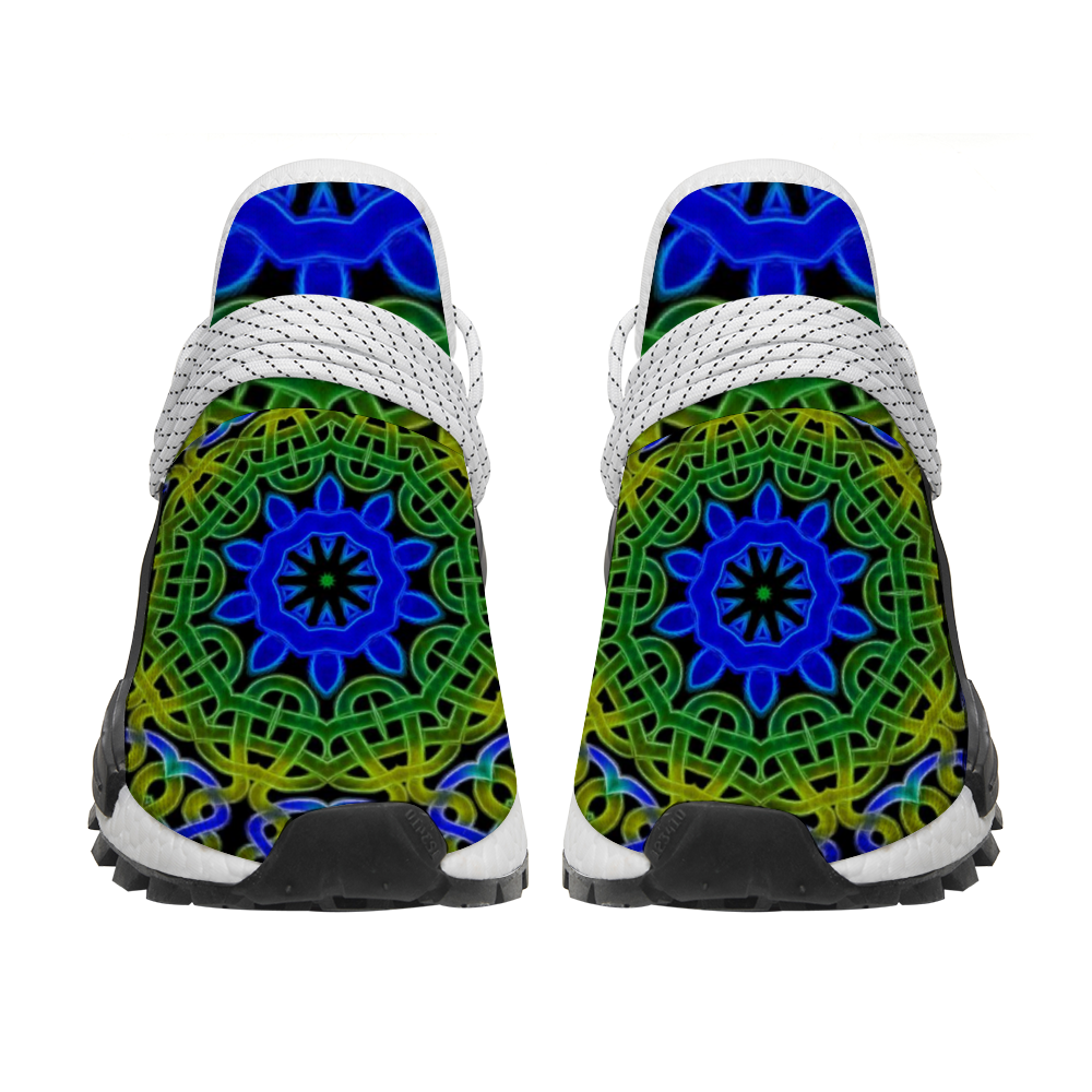 Blue Green Celtic Kaleidoscope Custom Unisex Mid Top Breathable Non-slip Sneakers