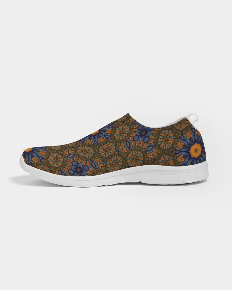 Blue and Yellow Sketch Kaleidoscope  Men's Slip-On Flyknit Shoe