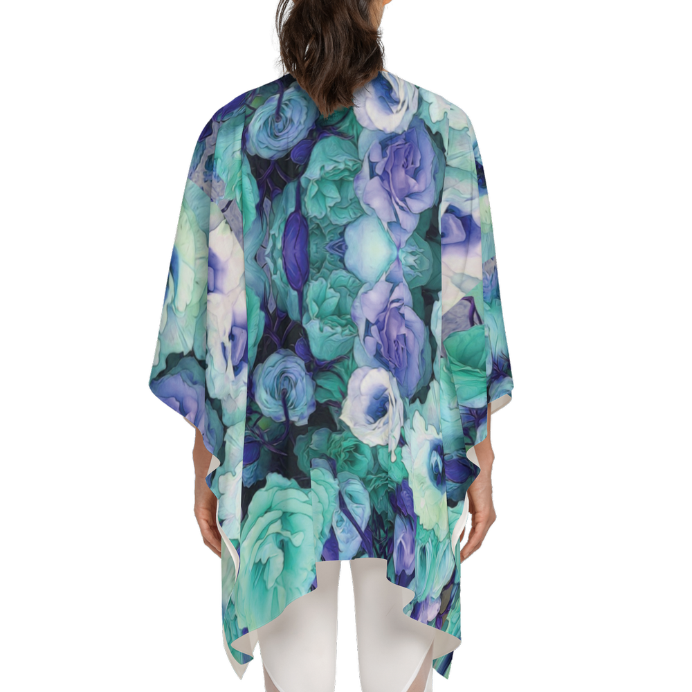 Aqua Flower Kaleidoscope Women's Silky-like Wrap-Ultra-Soft and Smooth