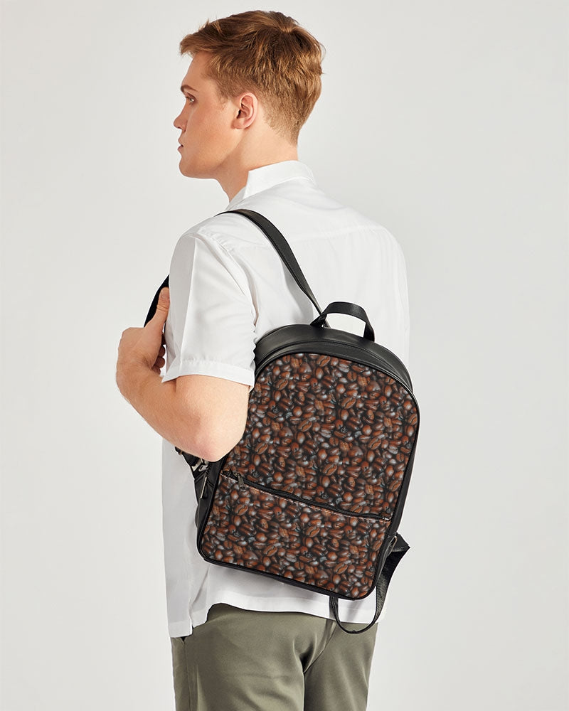 Coffee Bean Pattern Classic Faux Leather Backpack