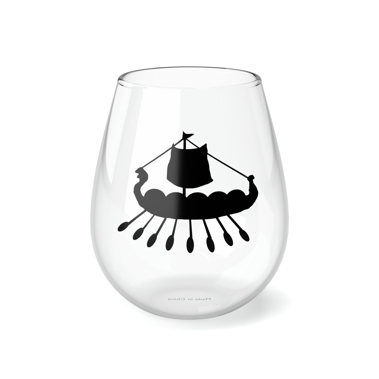 Viking Ship Stemless Wine Glass, 11.75oz