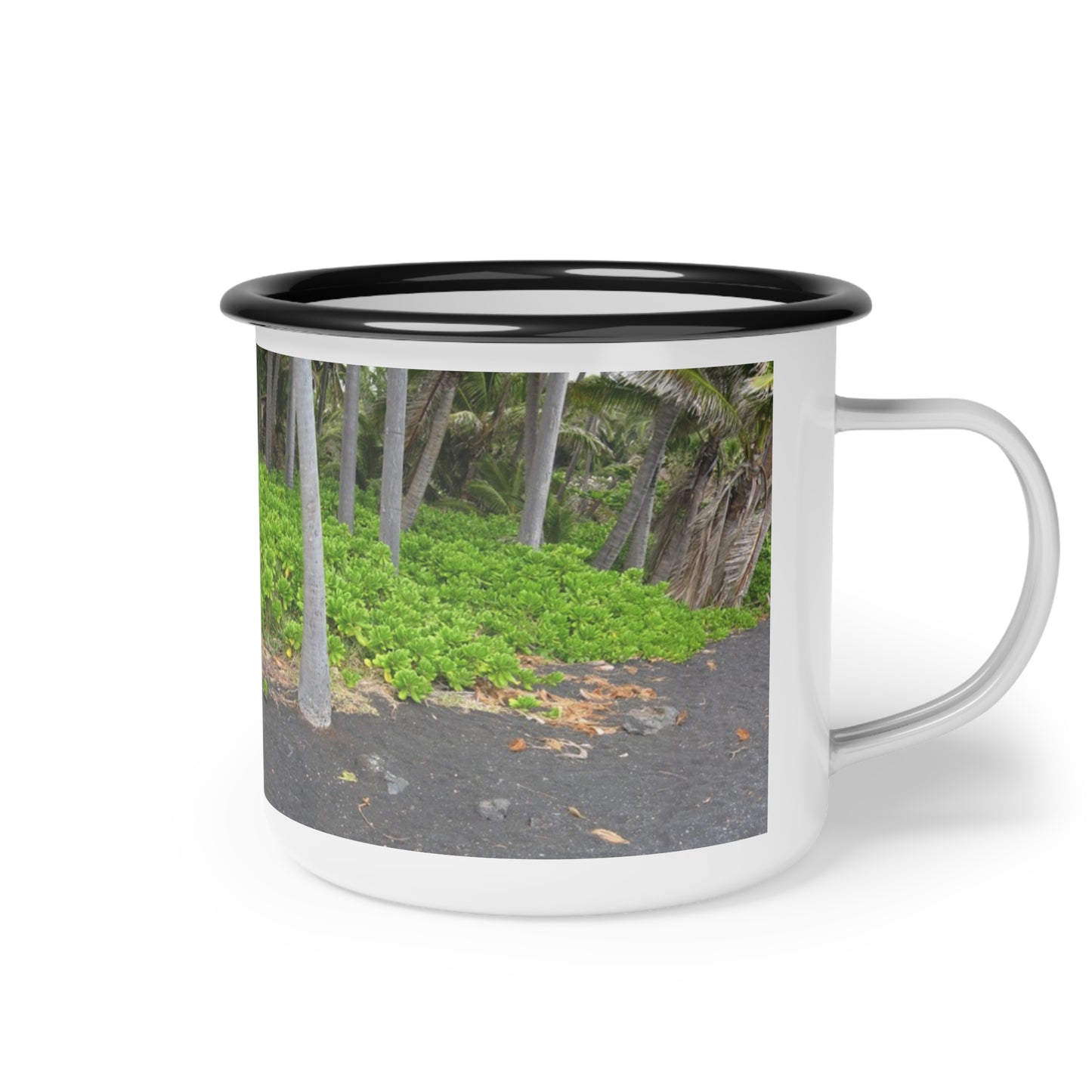 Black Sand Beach Hawaii Enamel Camp Cup