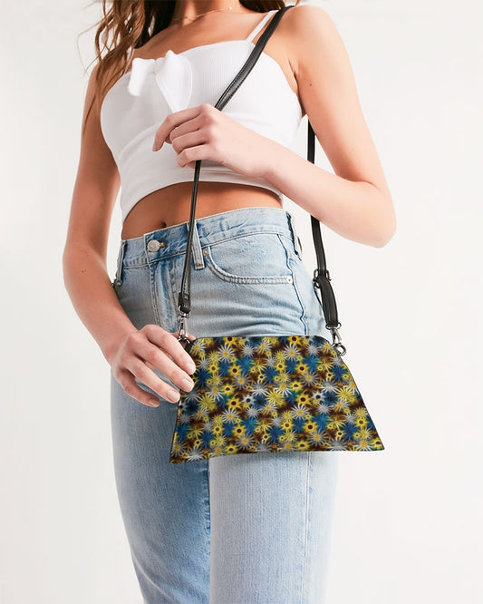 Blue and Yellow Glowing Daisies Wristlet