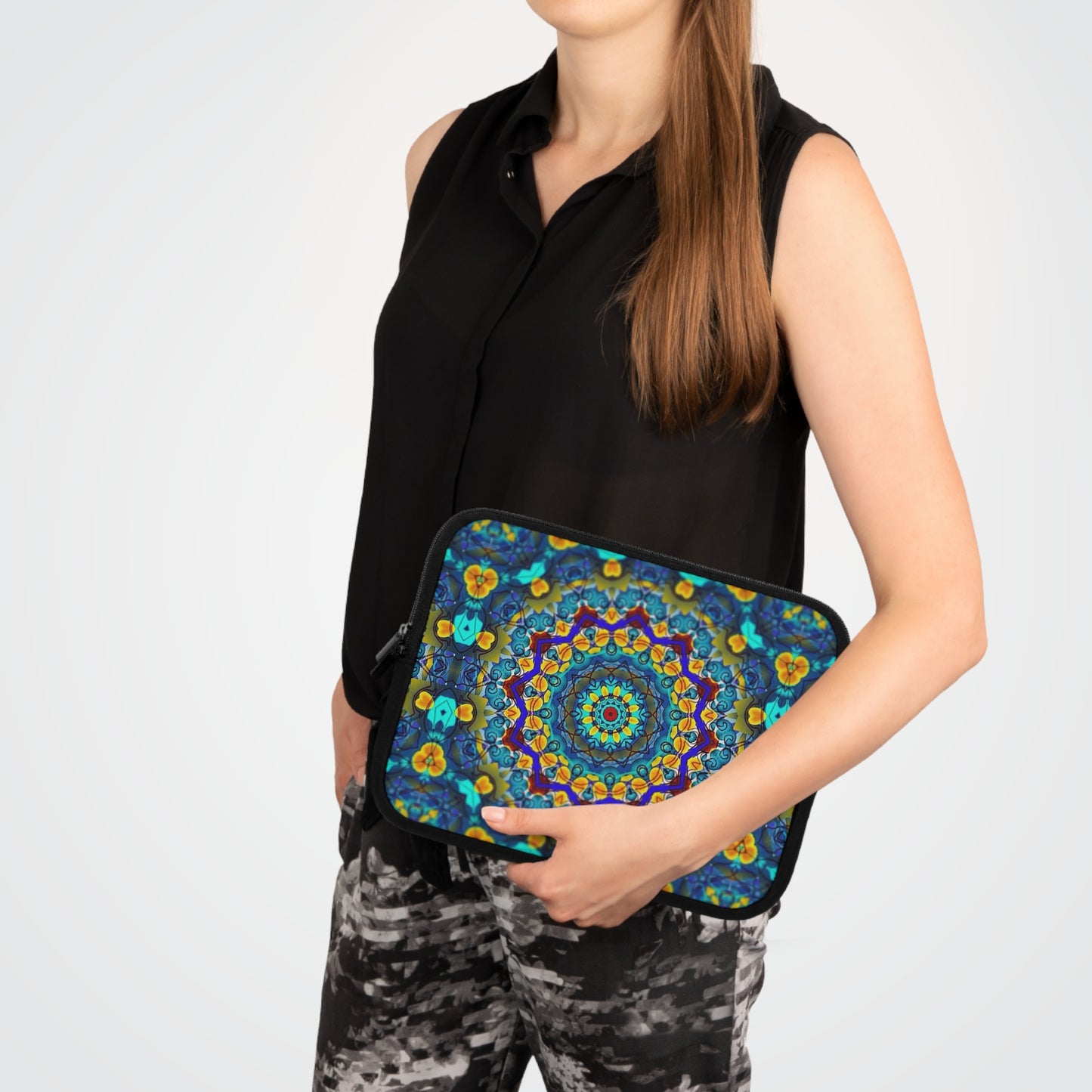 Blue Green Kaleidoscope Laptop Sleeve