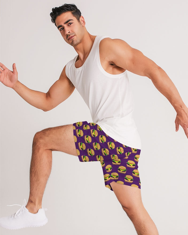 Cheeseburger Pattern Men's All-Over Print Jogger Shorts