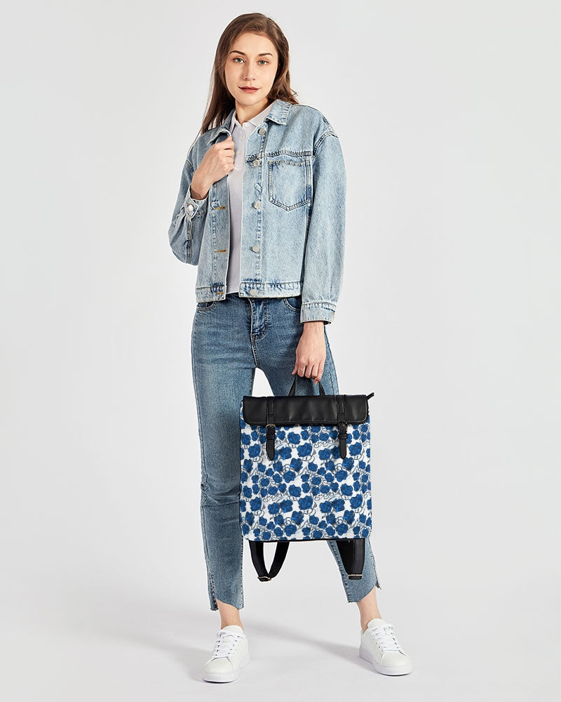 Blue Roses Casual Flap Backpack