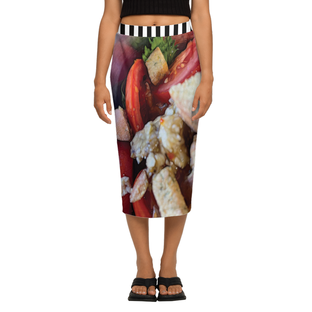 Tomato Salad Women's Back Split Pencil Skirt-Heavy Knit