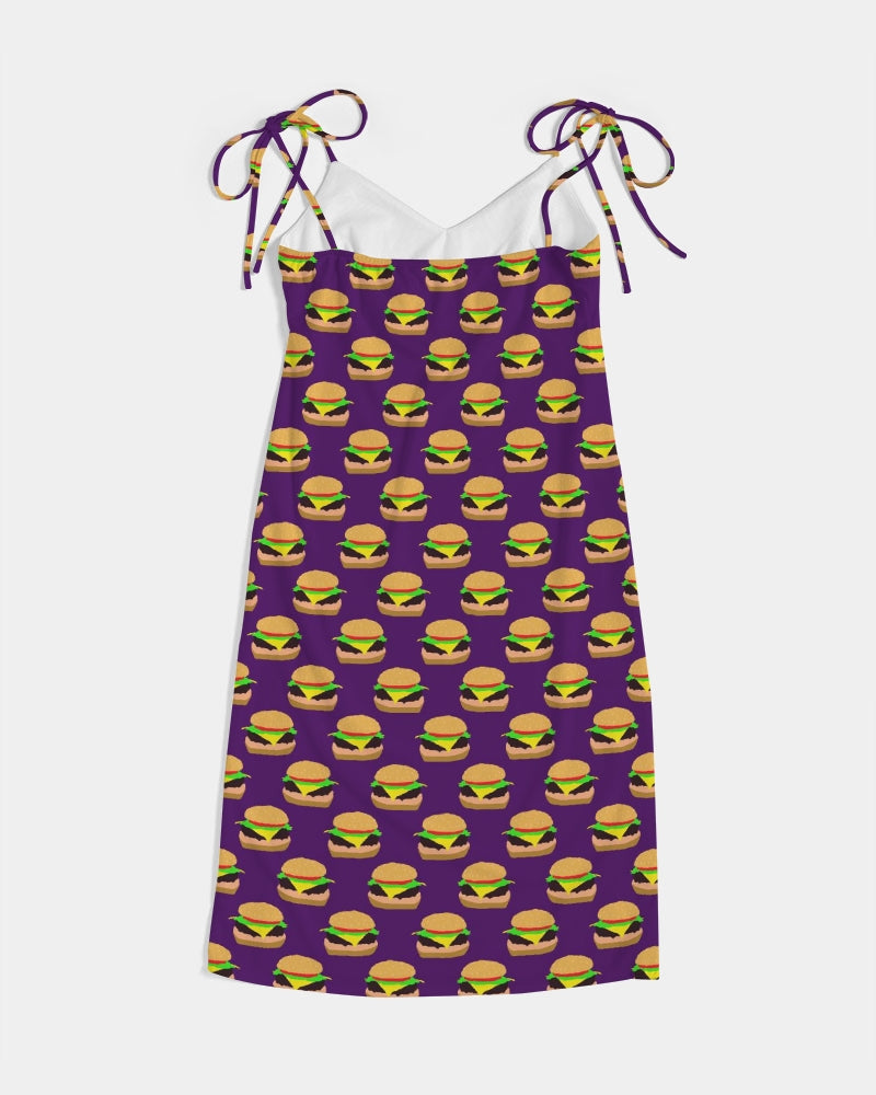 Cheeseburger Pattern Women's All-Over Print Tie Strap Split Dress