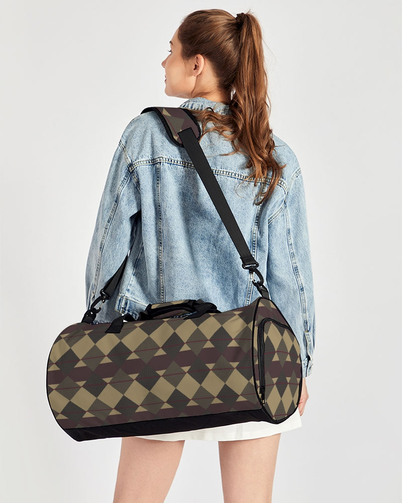 Checkered Brown Plaid Argyle Sports Duffle Bag