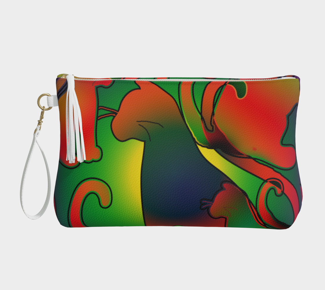 Abstract Cats Vegan Leather Makeup Bag